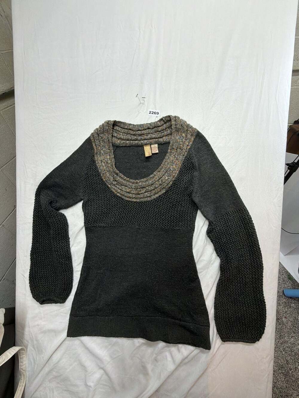 Bke Sweater Size L Gray Cowl Neck Knit Pullover
